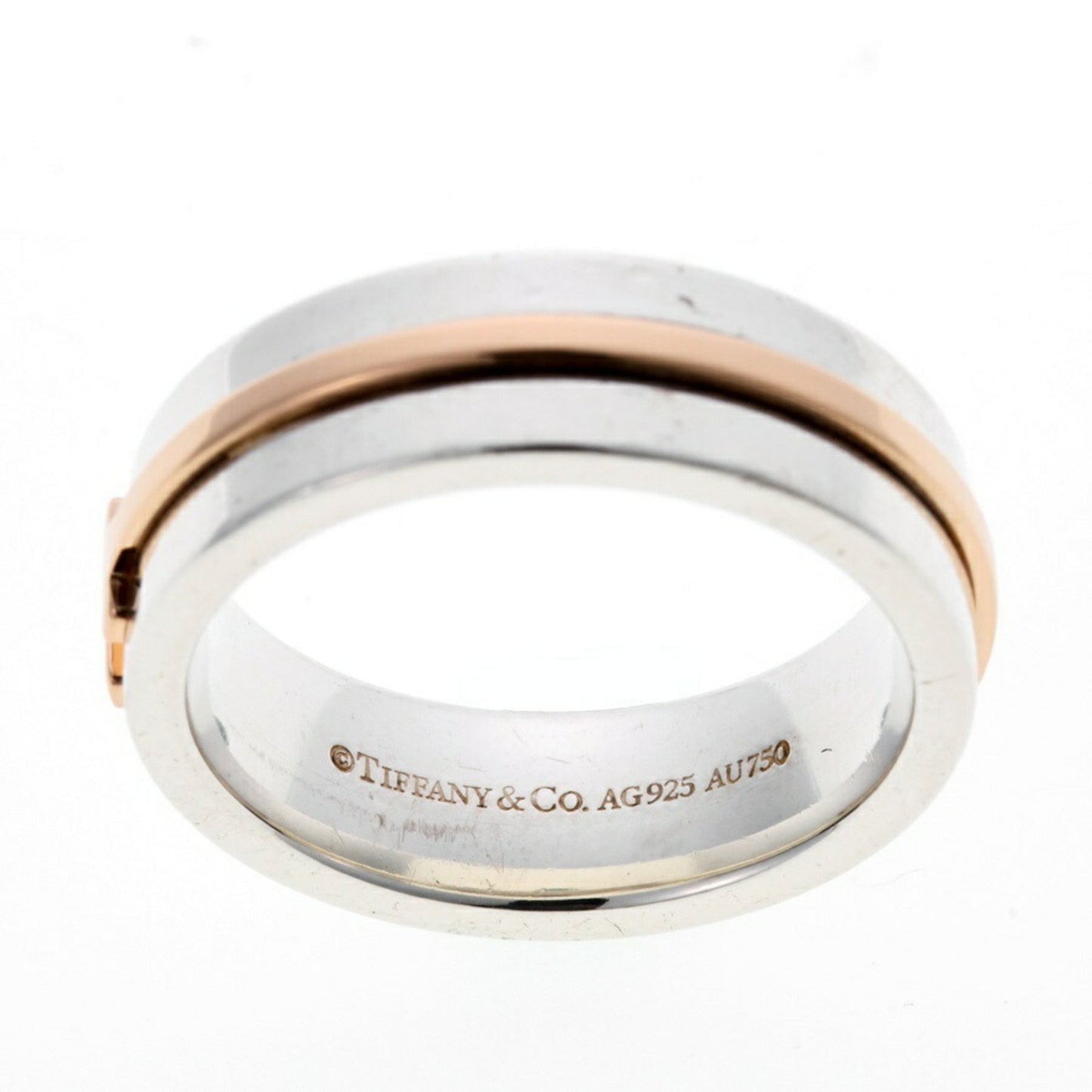 Tiffany Tiffany&Co. T Two Narrow Ring 925 K18Pg Silver Pink Gold # 11 S-158259