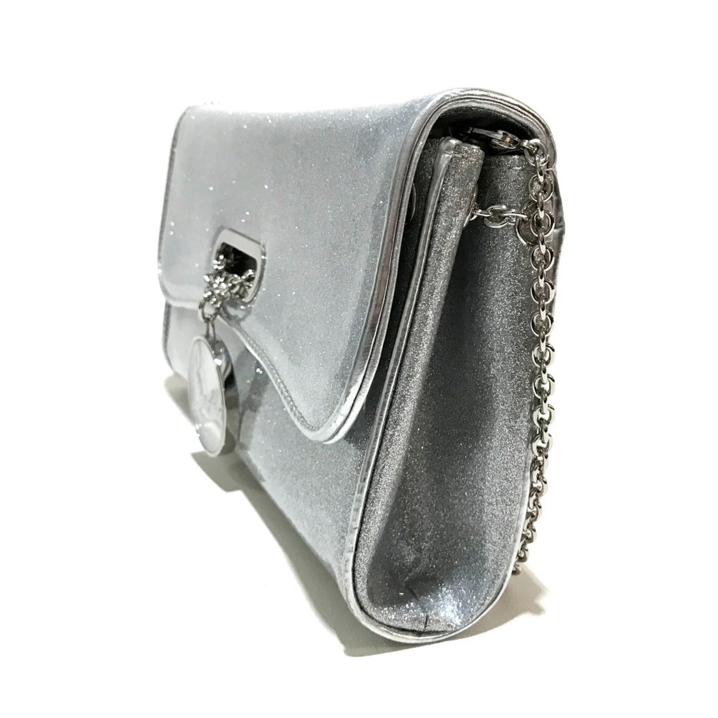 Christian Louboutin 1145132 Glitter 2Way Chain Shoulder Bag Clutch Bag Silver Silverhardware