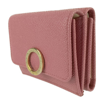 Bvlgari Tri-Fold Wallet 291021 Blush Quartz Pink Calf Leather Compact Clip