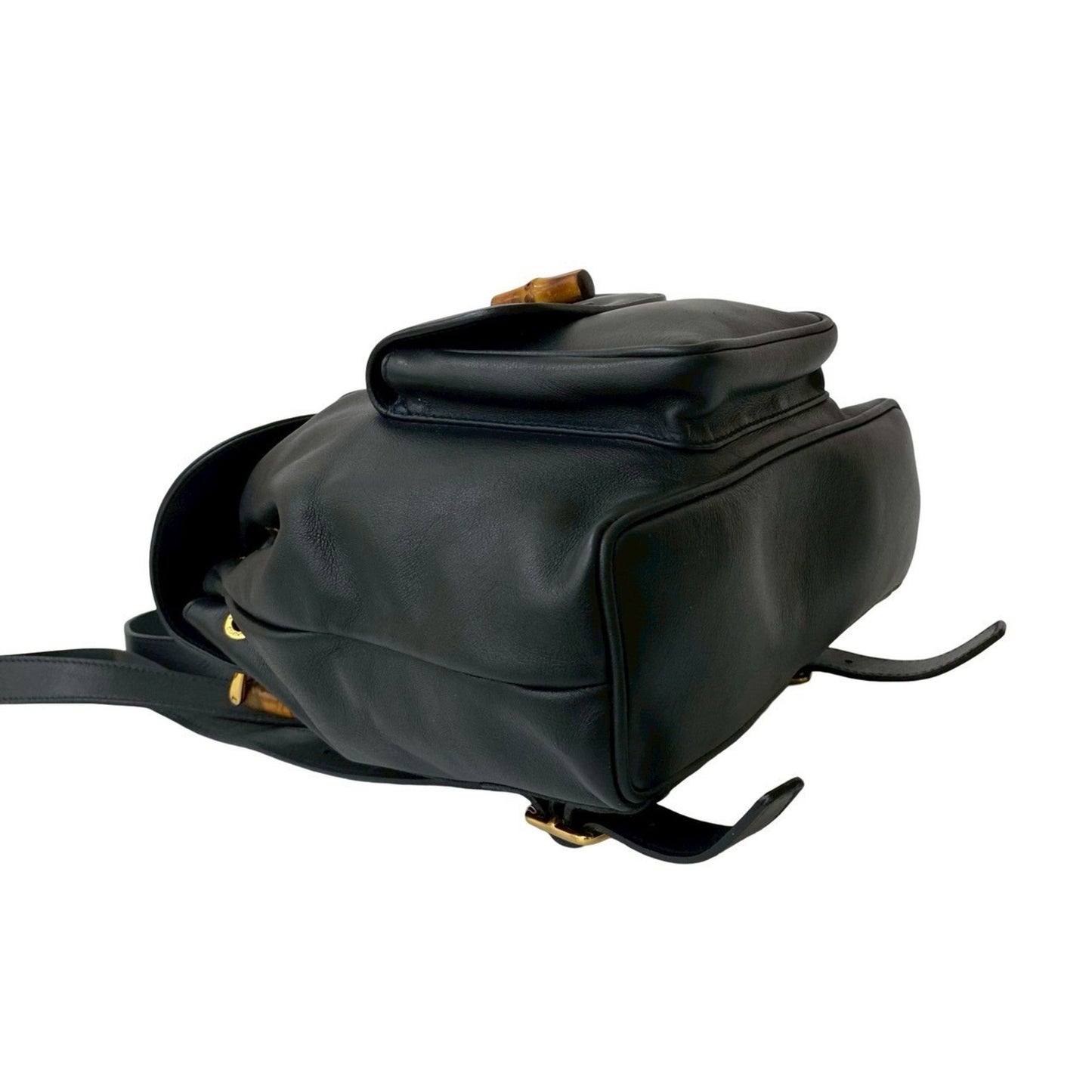 Gucci Bamboo Turnlock Leather Rucksack/Daypack In Dark Navy