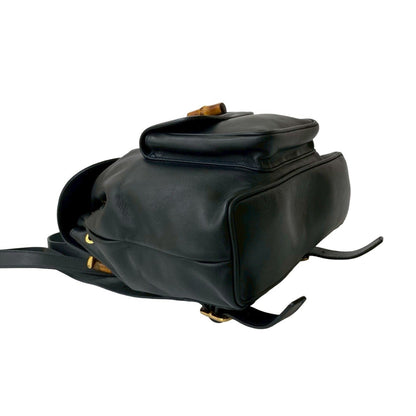 Gucci Bamboo Turnlock Leather Rucksack/Daypack In Dark Navy