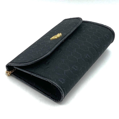 Christian Dior Dior Shoulder Bag Chain Black Gold Canvas