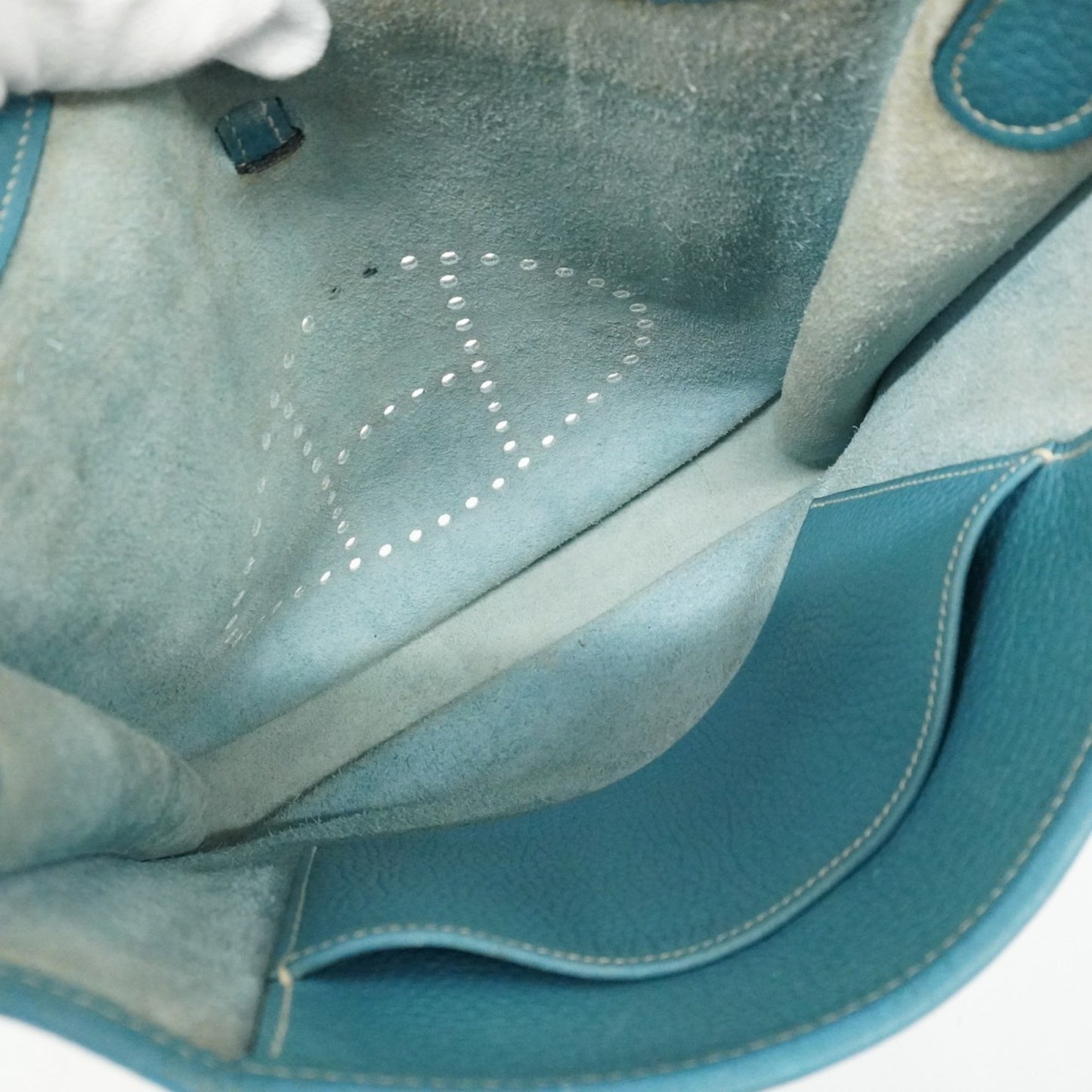 Hermes Herms Evelyn Pm 1 Shoulder Bag In Taurillon Clemence Blue Jean