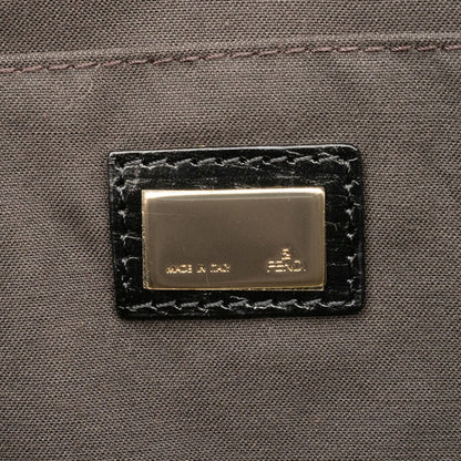 Fendi Zucca Canvas Handbag 8Bn161 Leather Black