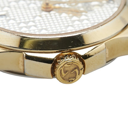Gucci G Timeless Watch 126.5 Quartz Silver Dial Stainless Steel Leather