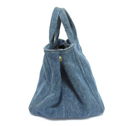 Prada Canapa Triangle Logo Plate Denim 2-Way Handbag/Shoulder Bag