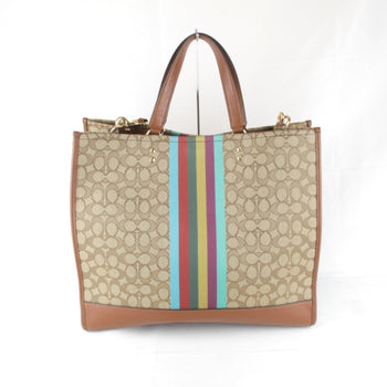 Coach Dempsey Tote F2239-C5793 Bag Signature 2-Way Brown Canvas