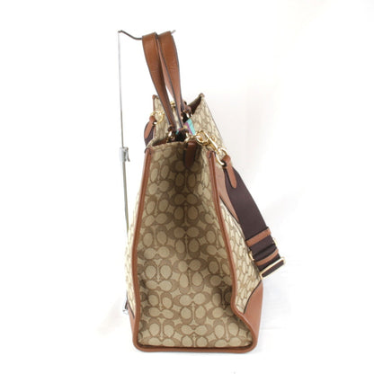Coach Dempsey Tote F2239-C5793 Bag Signature 2-Way Brown Canvas