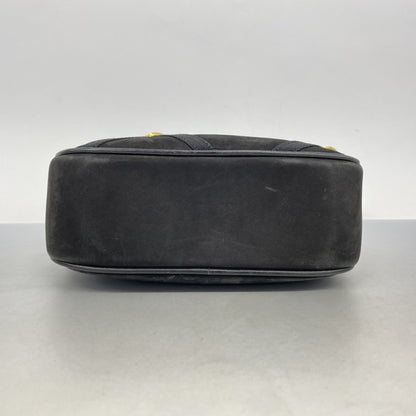 Salvatore Ferragamo Vara Shoulder Bag In Black Suede