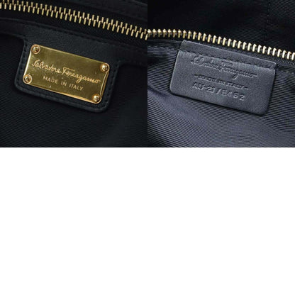Salvatore Ferragamo Handbag Gancini Leather Black Gold