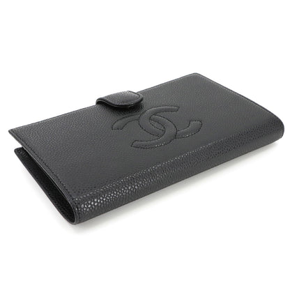 Chanel Caviar Leather Bifold Long Wallet In Black (A13498)