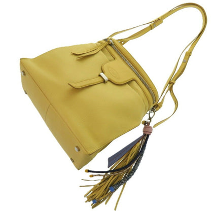 Like New Tod'S Sear D Cube Leather Yellow Shoulder Bag 1136Tod'S