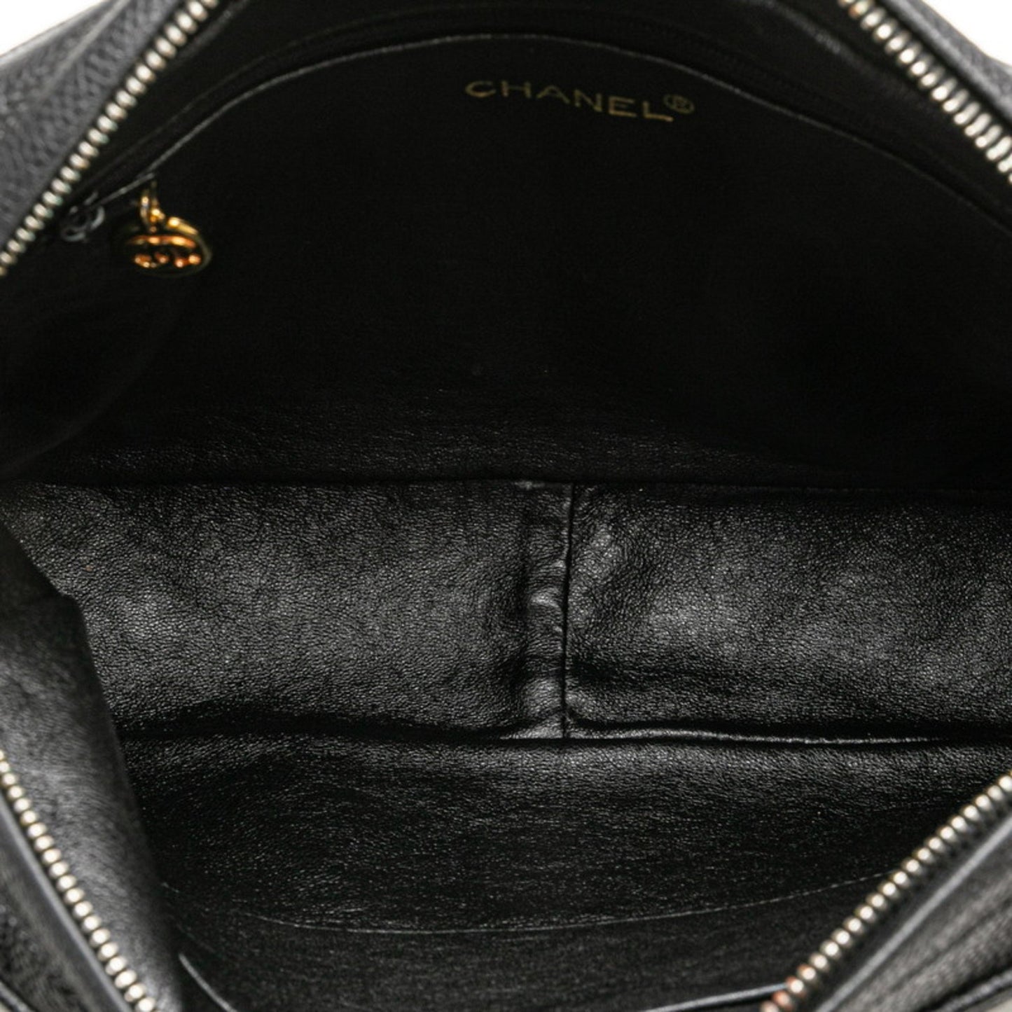 Chanel Coco Mark Bias Stitch Crossbody Shoulder Bag In Black Caviar Leather