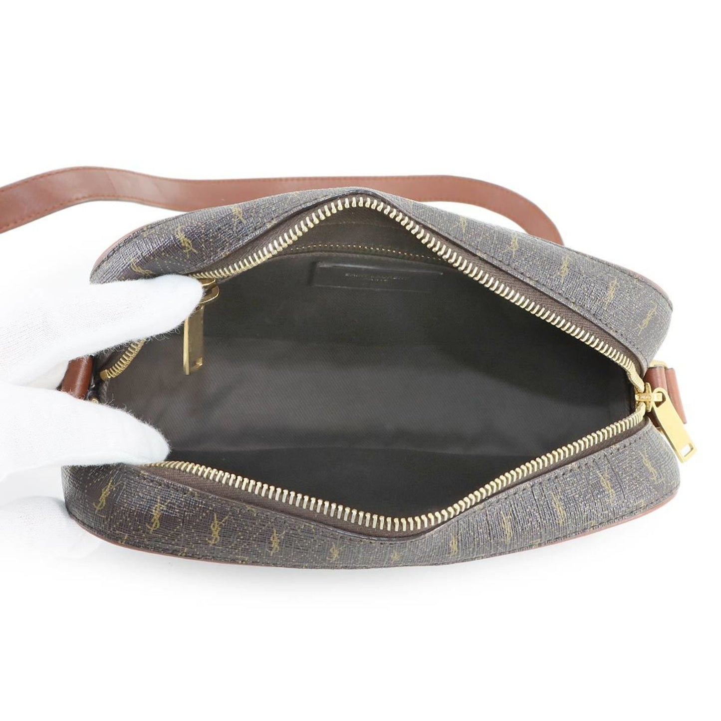 Saint Laurent Le Monogram Camera Shoulder Bag In Brown Leather