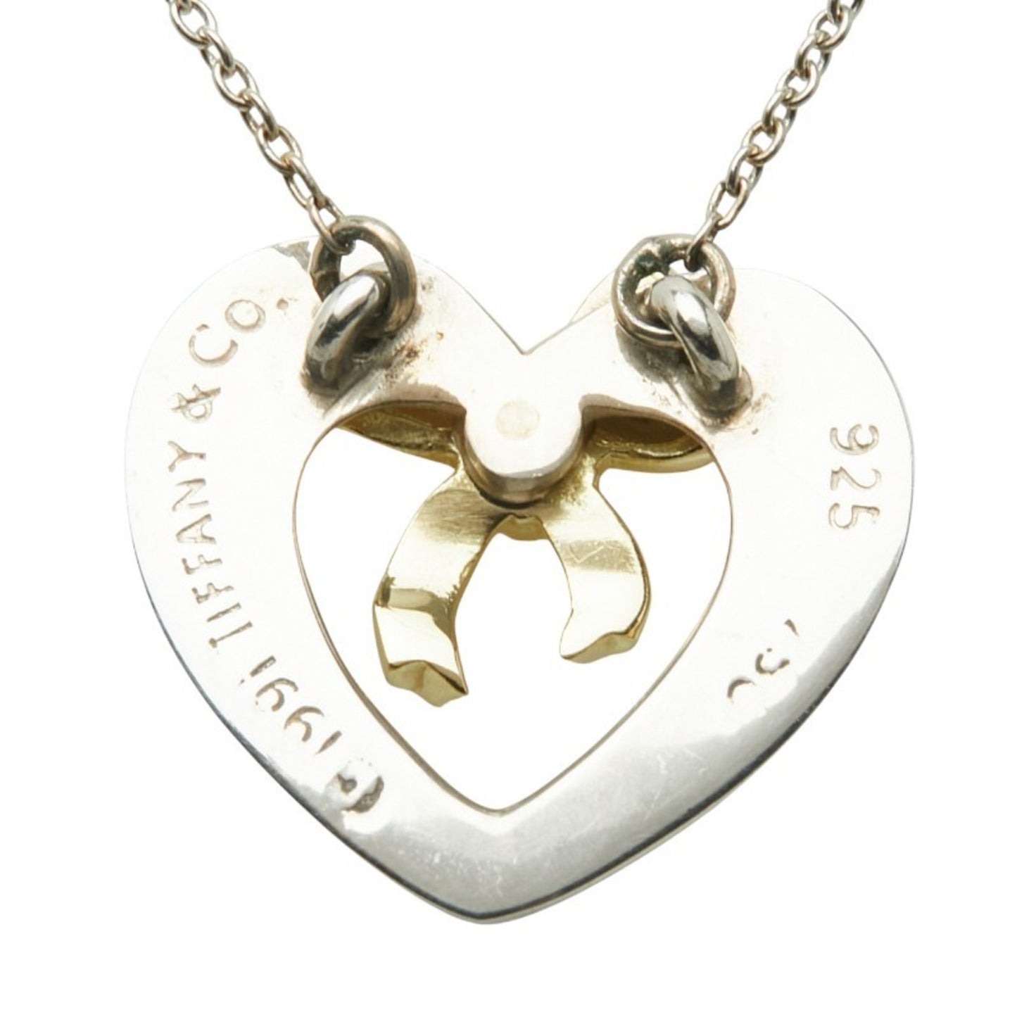 Tiffany & Co. Open Heart Ribbon Necklace In Silver And Gold (Sv925) - Women'S