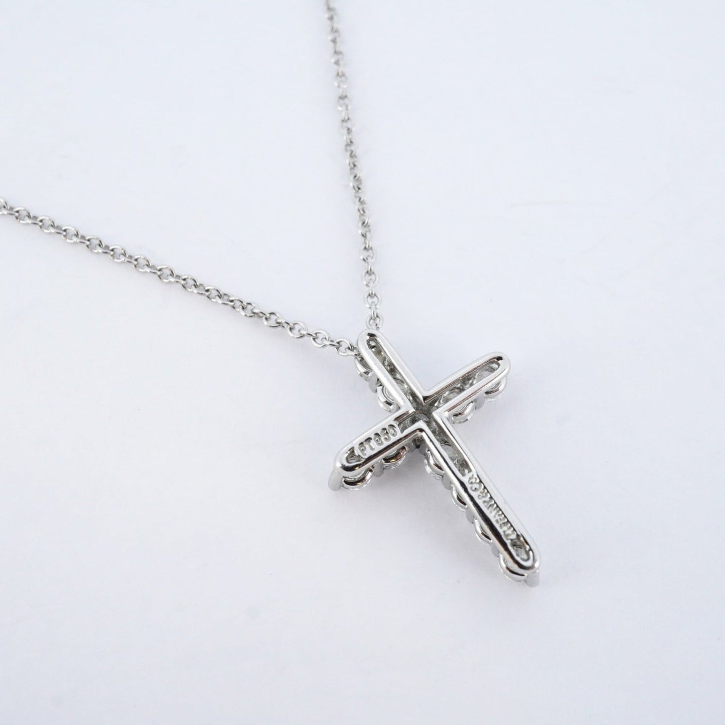 Tiffany Small Cross Necklace 11Pd Pt950 Platinum Diamond