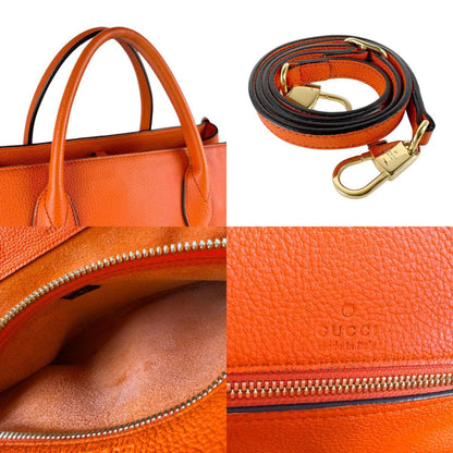 Gucci Handbag Shoulder Bag Leather Orange Gold
