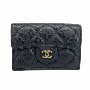 Chanel Matelasse Tri-Fold Wallet In Caviar Leather