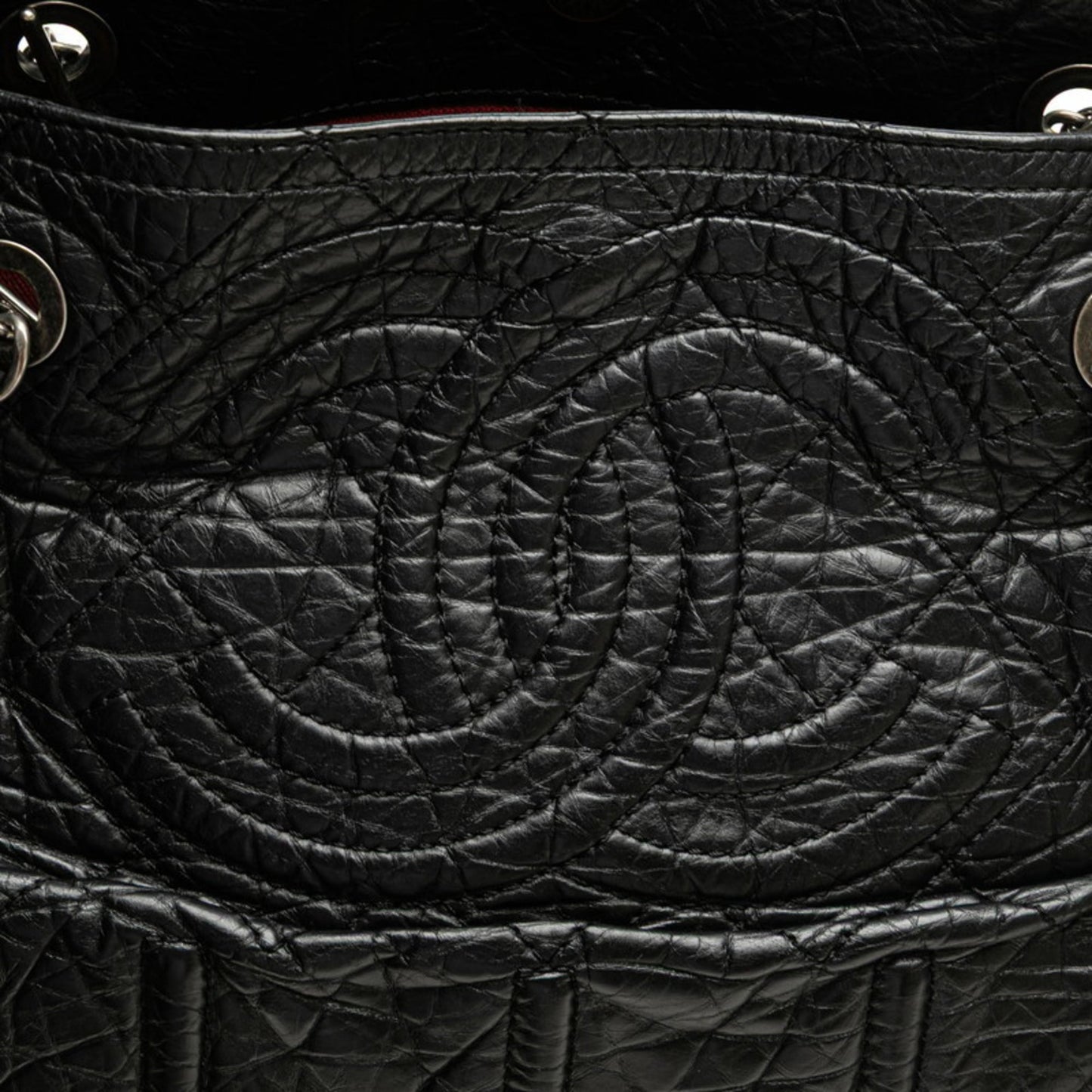 Chanel Coco Mark Tote Bag Black Leather