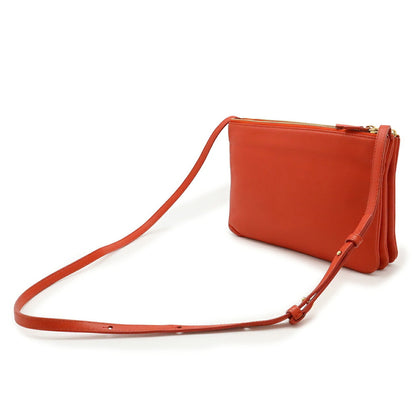 Celine Trio Large Shoulder Bag/Pouch In Orange-Red Leather