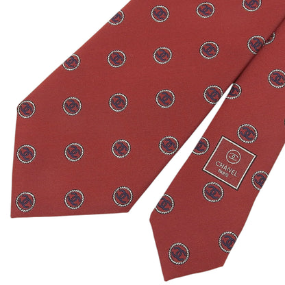 Chanel 100% Silk Coco Mark Logo Design All-Over Print Tie