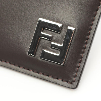 Fendi Ff Business Card Holder/Card Case Leather Coated Canvas