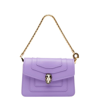 Bvlgari Serpenti Forever Business Card Case/Card Case Pouch Purple Leather