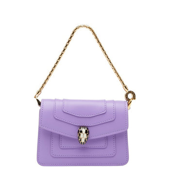 Bvlgari Serpenti Forever Business Card Case/Card Case Pouch Purple Leather