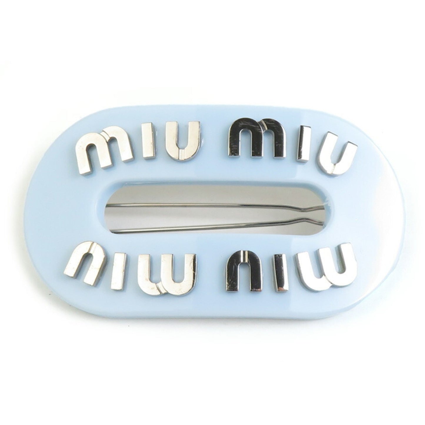 Miu Miu Miu Barrette Hair Accessory Resin Light Blue X Silver