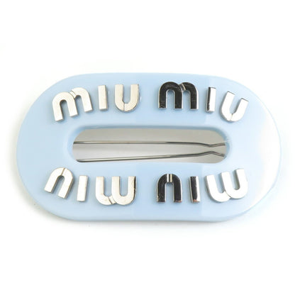 Miu Miu Miu Barrette Hair Accessory Resin Light Blue X Silver