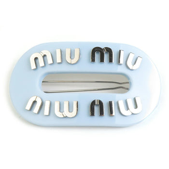 Miu Miu Miu Barrette Hair Accessory Resin Light Blue X Silver