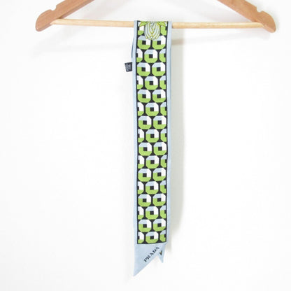 Prada Print Silk Slim Scarf 1Ff008 Light Blue