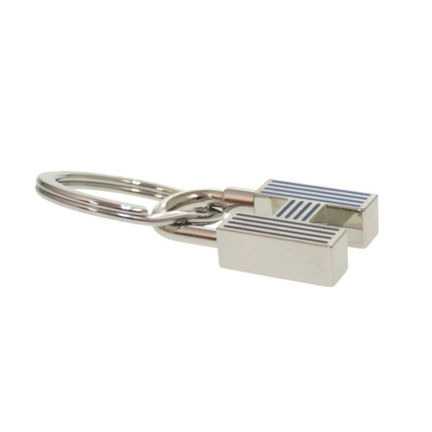 Like New Hermes Quiz Rainbow Kanade 077309Fp Metal Silver Blue Keychain 1085Hermes