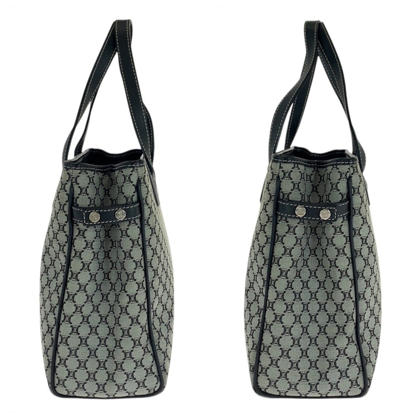 Celine Macadam Grey Black Silver Hardware Canvas Leather Ce00 24 Tote Bag Handbag