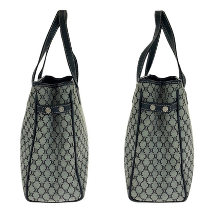 Celine Macadam Grey Black Silver Hardware Canvas Leather Ce00 24 Tote Bag Handbag