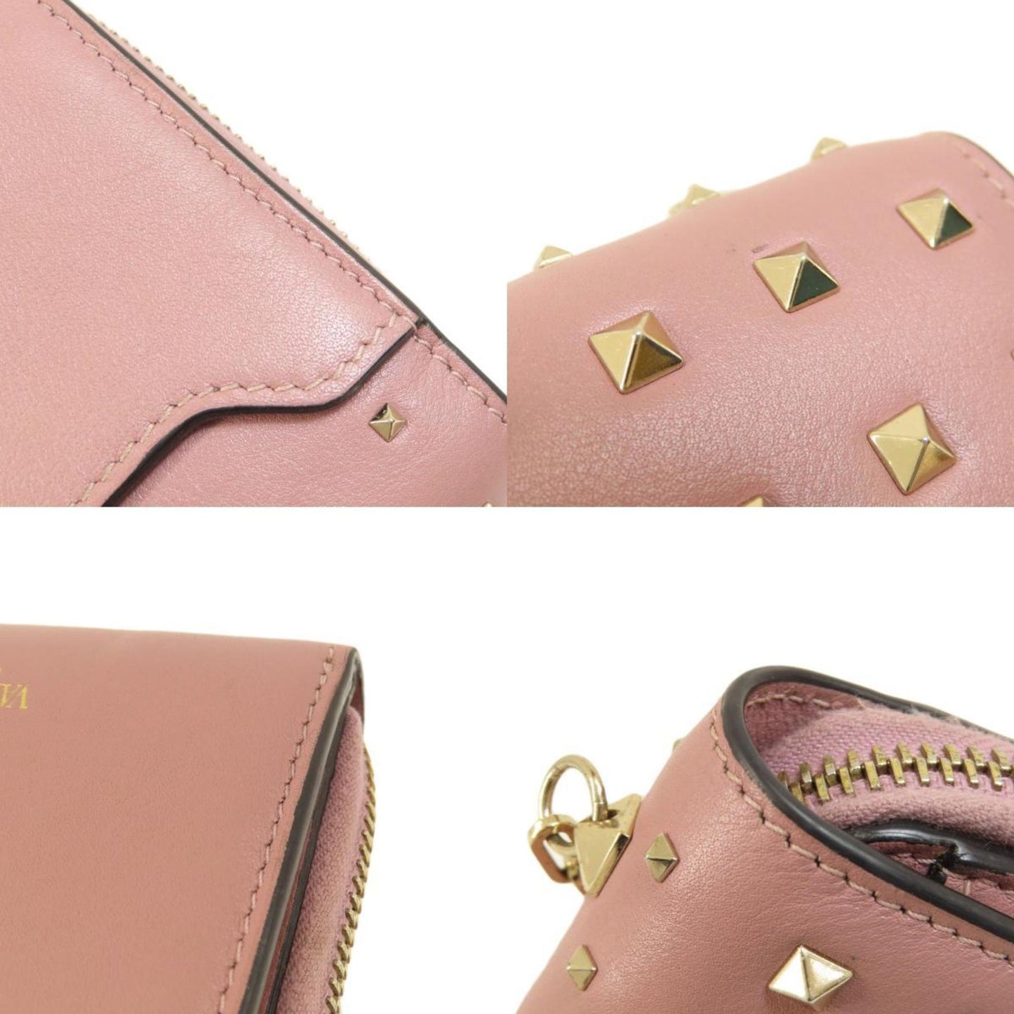 Valentino Garavani Studded Bi-Fold Wallet Leather