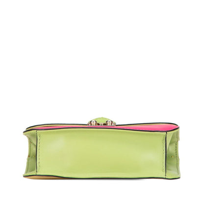 Valentino Rockstud Chain Shoulder Bag Pink Yellow Green Leather