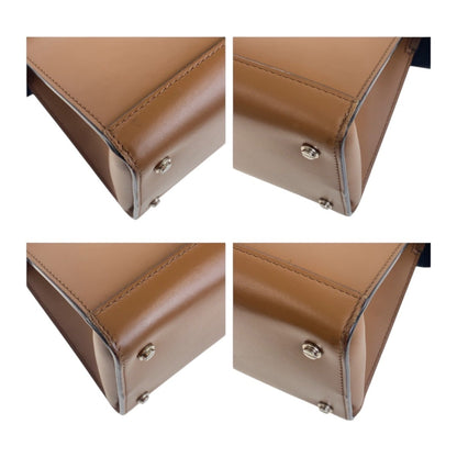 Givenchy Horizon Small Bag Brown Silver Hardware Leather Handbag Shoulder 2Way