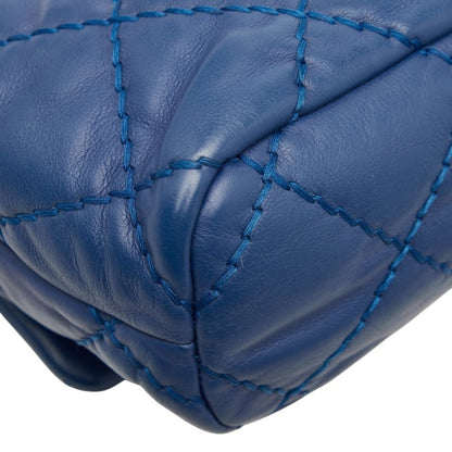 Chanel Wild Stitch Coco Mark Chain Shoulder Bag Handbag Blue Silver Hardware Lambskin