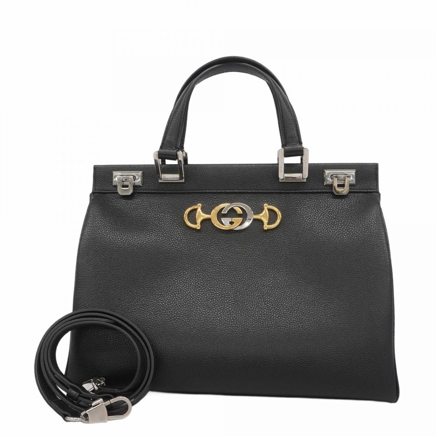 Gucci Horsebit Zumi Handbag 564714 Leather Black