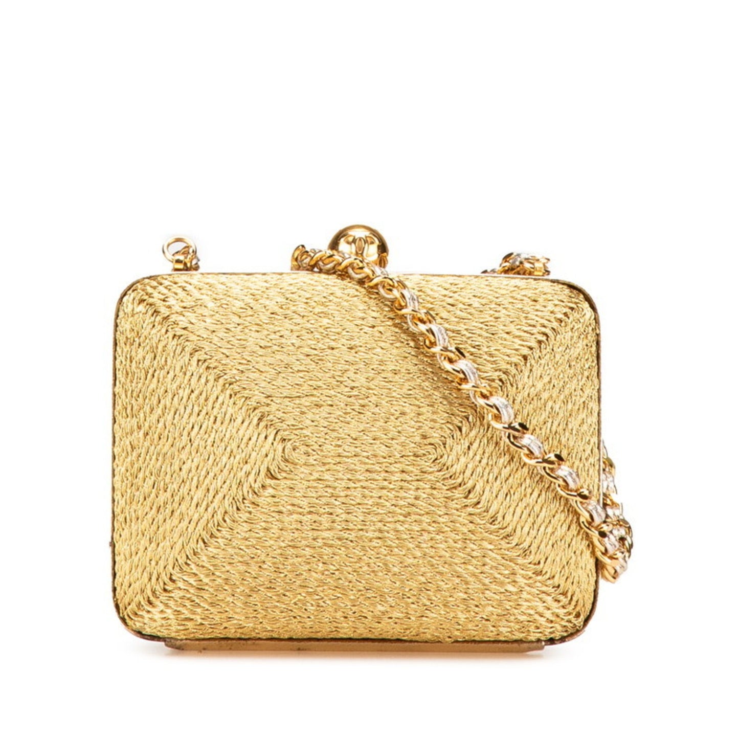 Chanel Coco Mark Clasp Chain Shoulder Bag In Gold Glitter Canvas