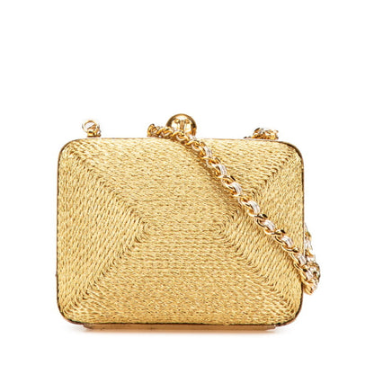 Chanel Coco Mark Clasp Chain Shoulder Bag In Gold Glitter Canvas