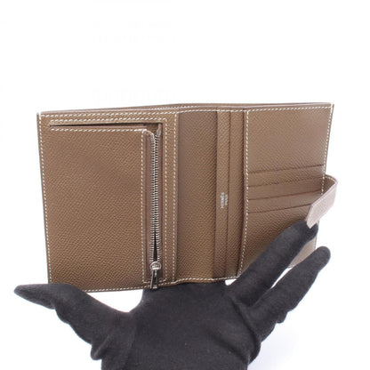 Hermes Herms Bearn Compact Bifold Wallet In Calfskin Leather (Cowhide) With Epsom Leather