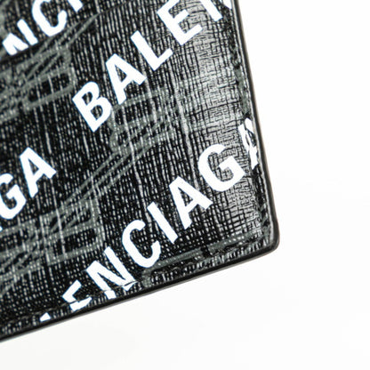 Balenciaga Logo Card Case/Pass Case 594309 Black/White Pvc