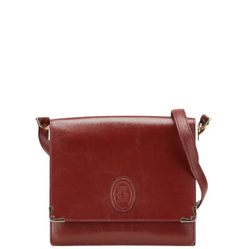 Cartier Must Line Shoulder Bag Wine Red Bordeaux Leather