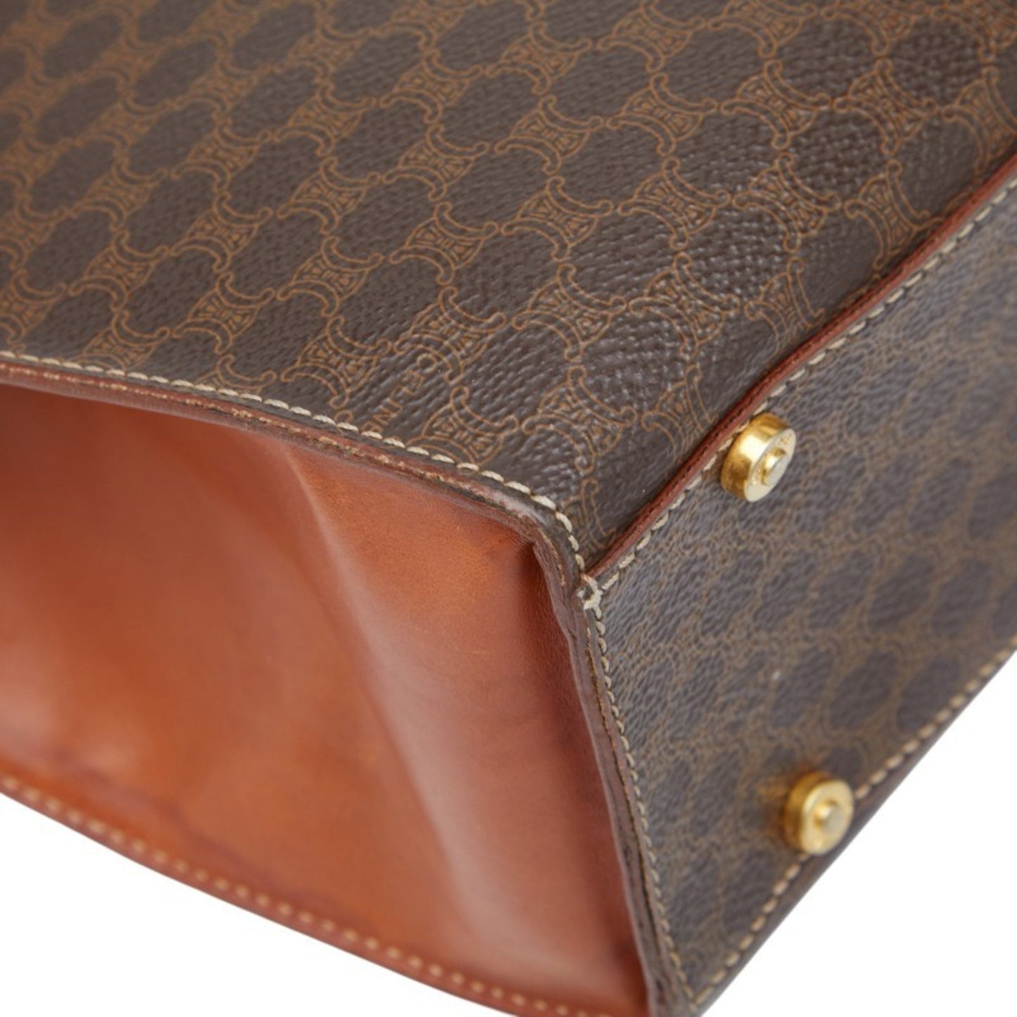 Celine Macadam Handbag In Brown Leather