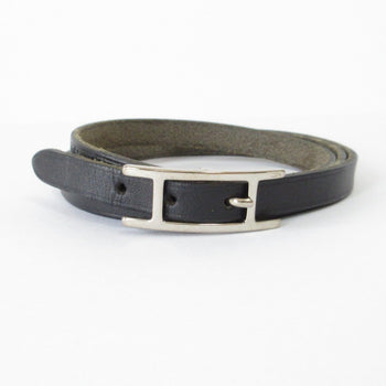 Hermes Api 3 Double Tour 2-Strand Bracelet In Black Box Calf Leather