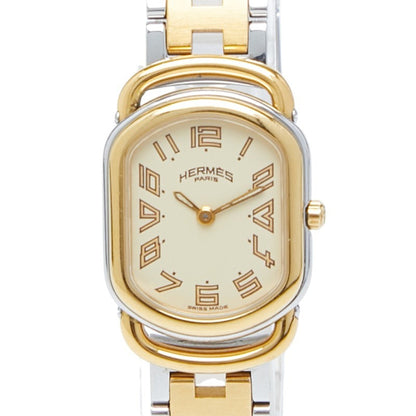 Herms Rallye Watch Ra1.240 Quartz Beige Dial Stainless Steel Plated