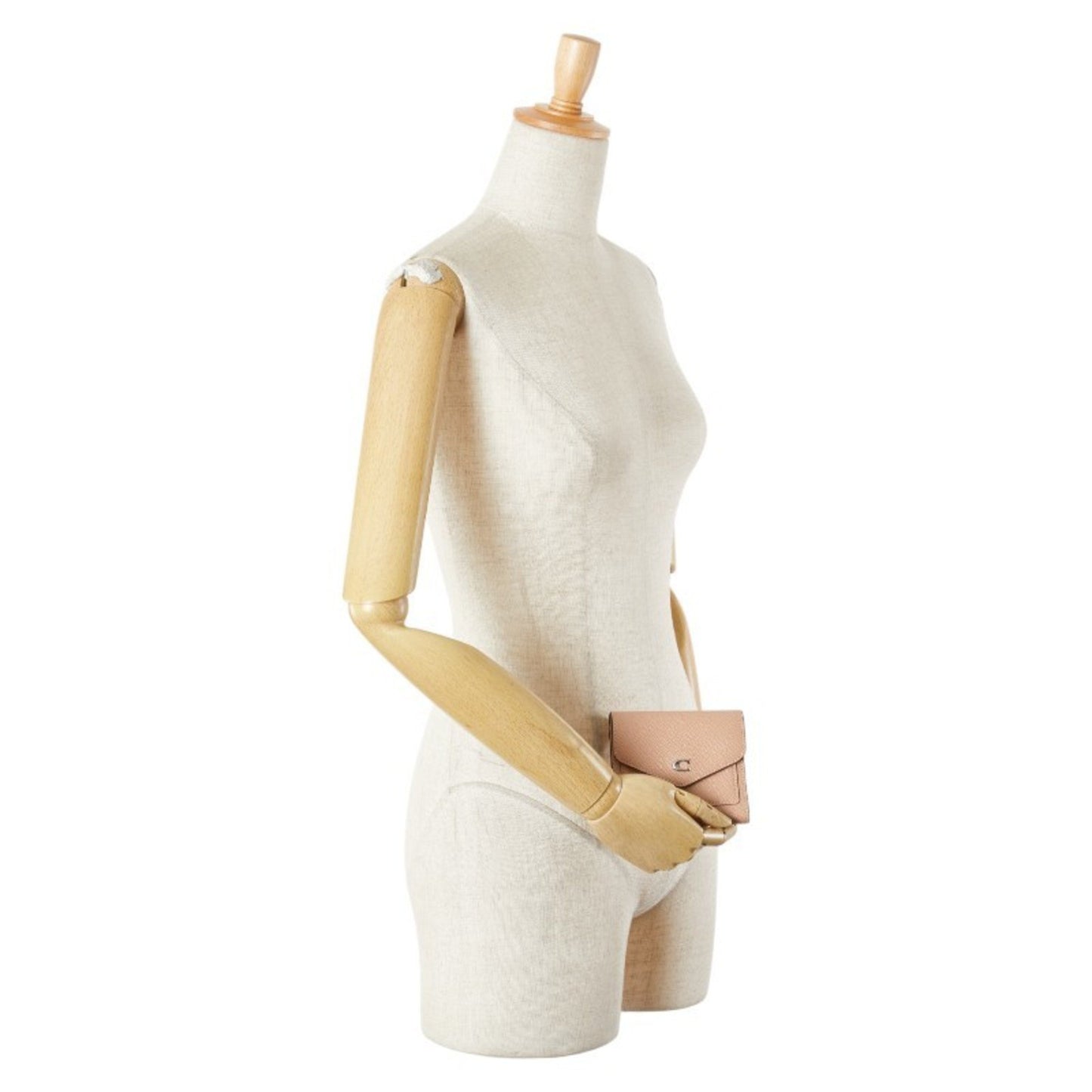 Coach Winn Small Trifold Wallet In Beige Leather