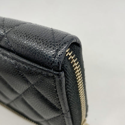 Chanel Wallet/Coin Case Matelasse Caviar Leather Black Champagne